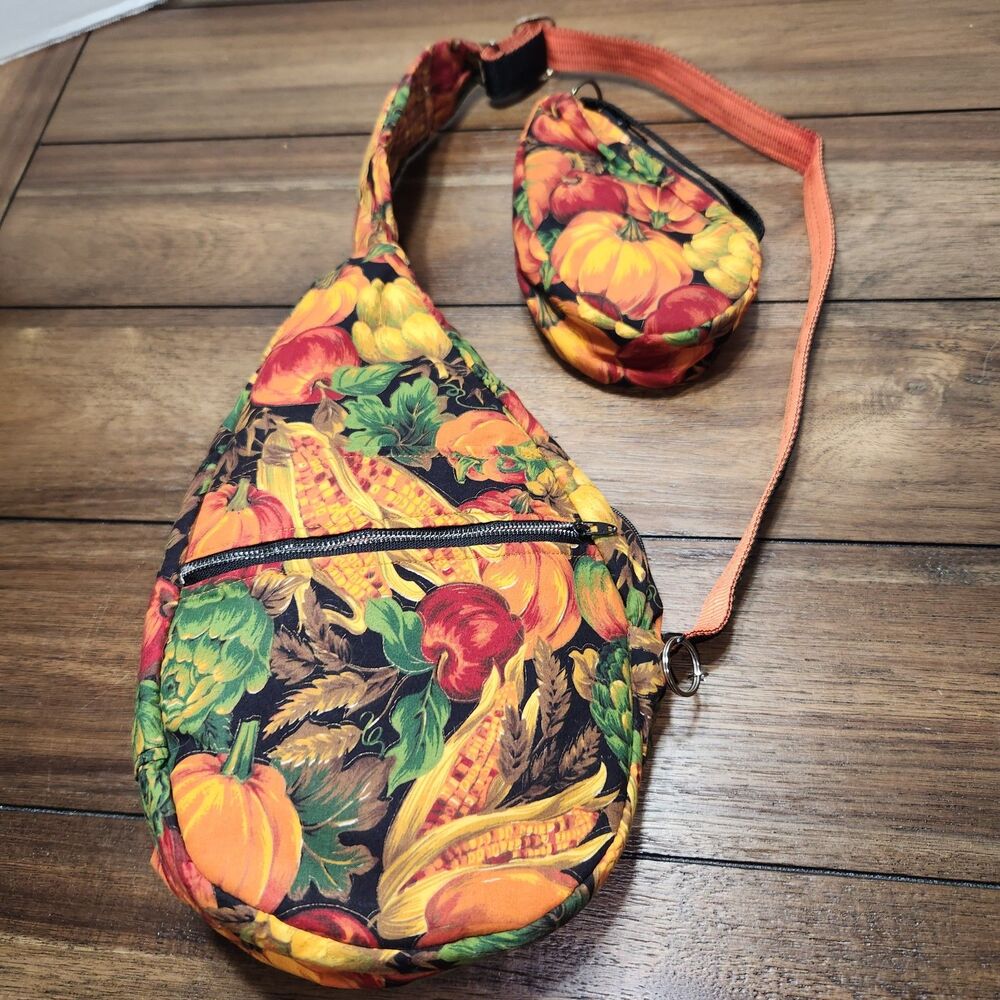 Cross Body Bag Teens Multi-Color Orange W/Small Bag